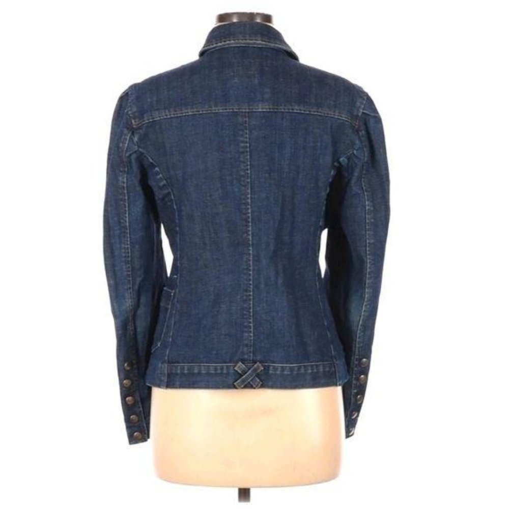 Faconnable Puffed Sleeve Denim Jacket Dark Wash S - Picture 2 of 9